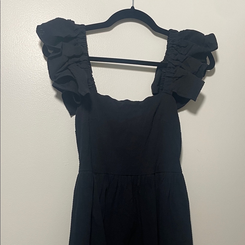 Miami Black Mini Dress with Ruffled Sleeves